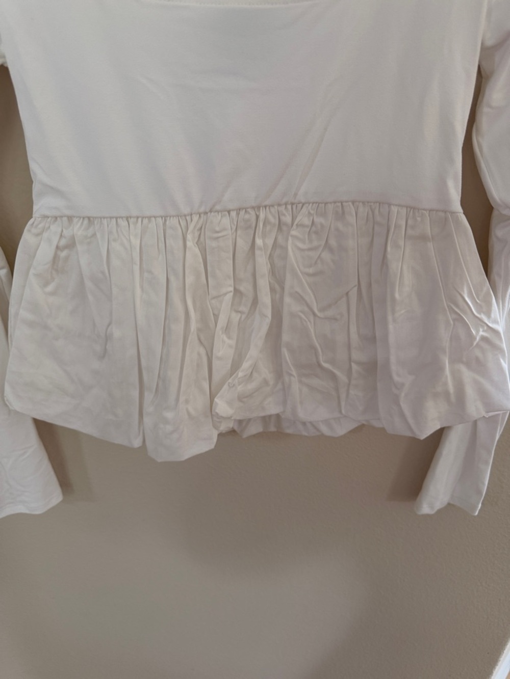 wild fable White Scoop Neck Peplum Long-Sleeve Top - Picture 3 of 4